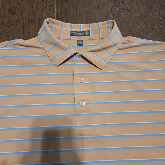 Peter Millar Polo Shirt Mens 2XL XXL Peach Summer Comfort Performance Golf - Picture 1 of 8